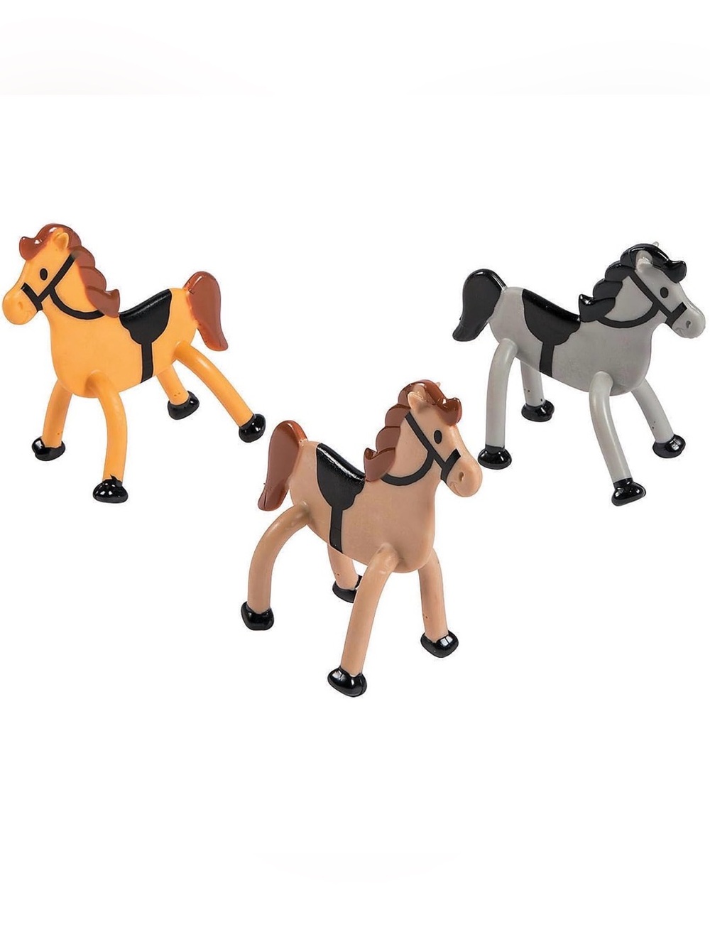 Horse Bendables Toys - Bulk Set of 4 - Western Cowboy Party Favors and Handouts
